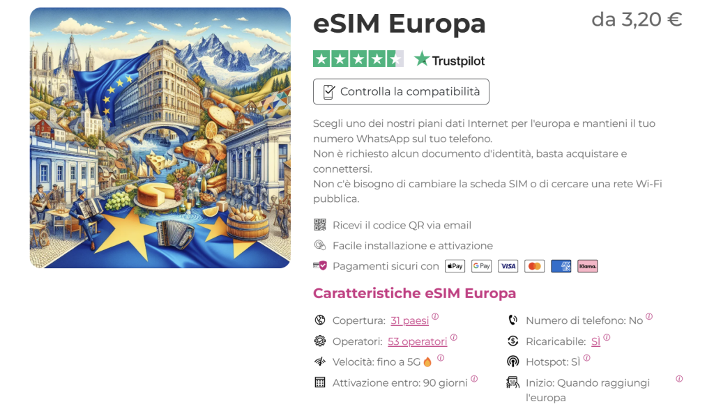 Europe SIM card l'eSIM Europa per restare connesso in viaggio