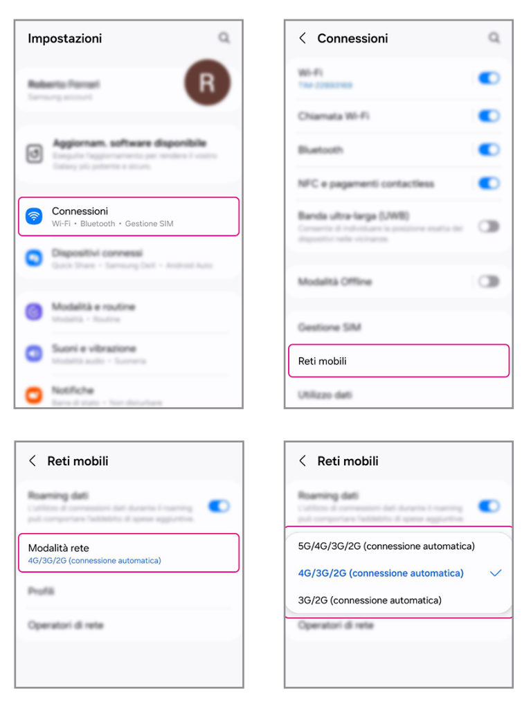 step per verificare SIM 5G su Android