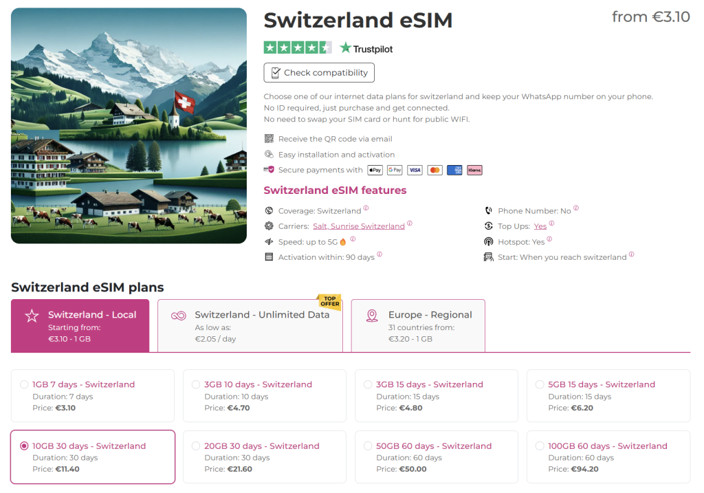 internet in switzerland with quibity.com