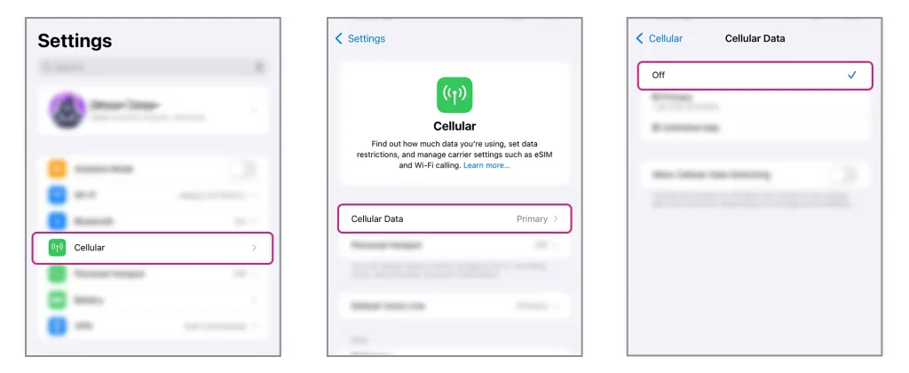 turn off mobile data iphone