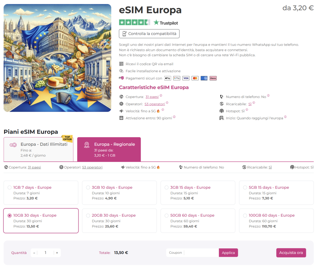 viaggio in europa ed internet all'estero con quibity.com