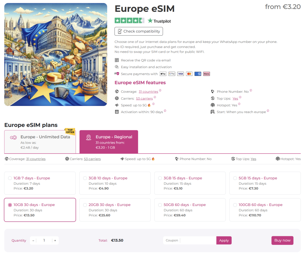 internet in europe with quibity.com