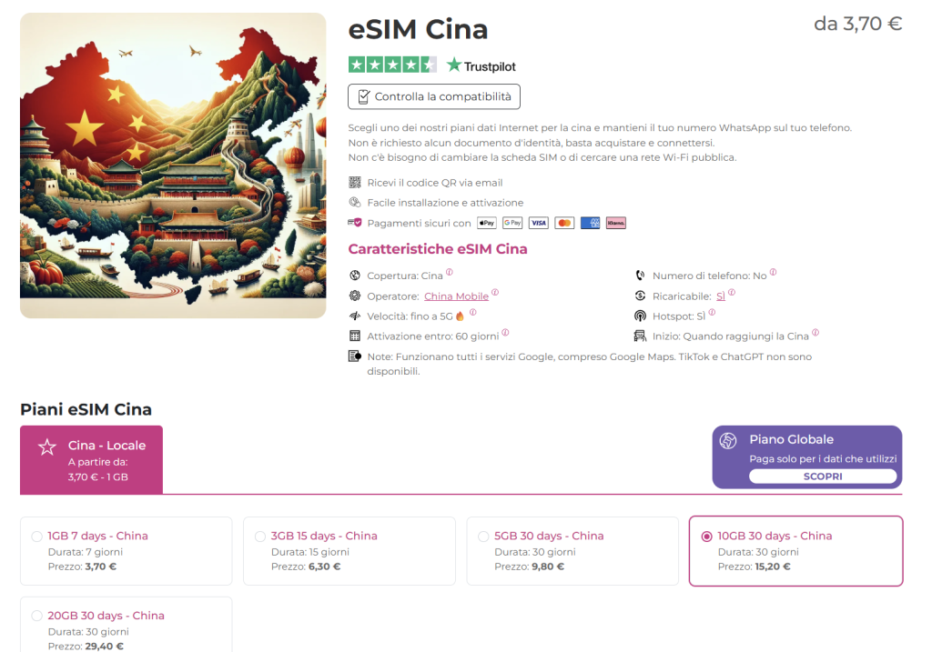 internet in cina con esim cina 