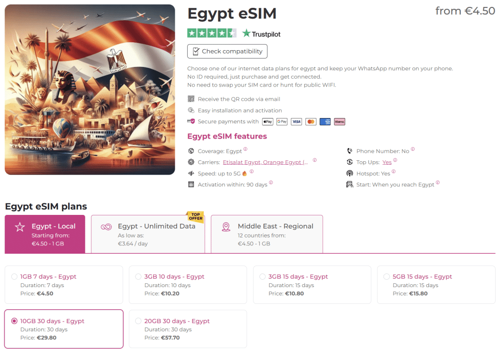 egypt esim on quibity.com