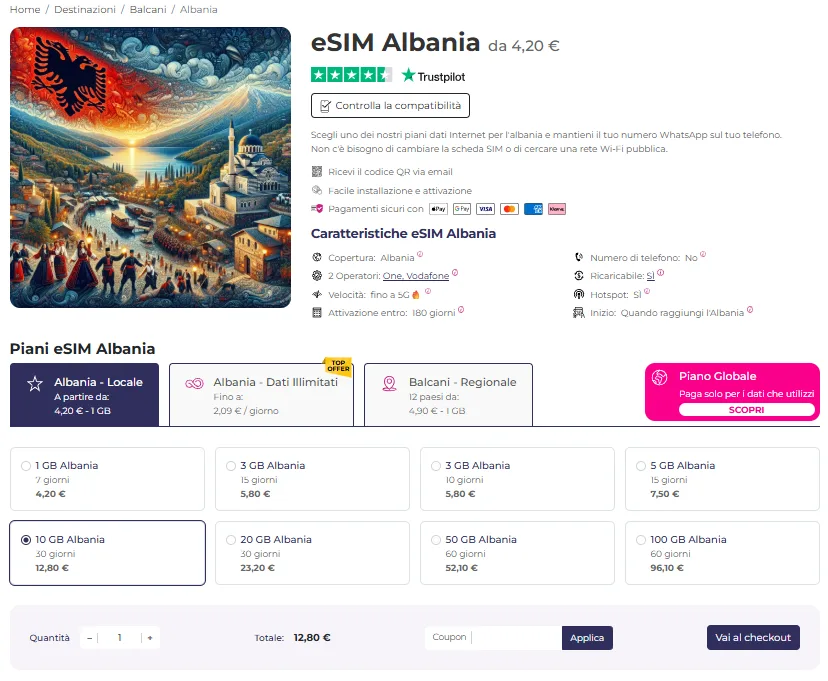 esim quibity albania