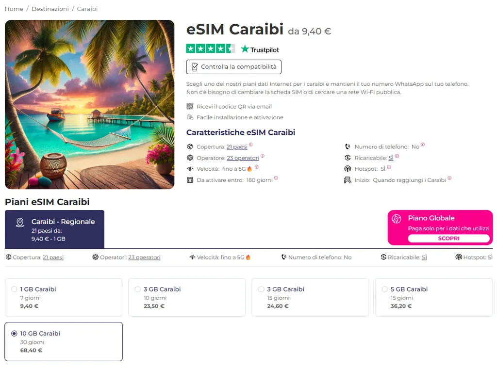 esim Caraibi Quibity 